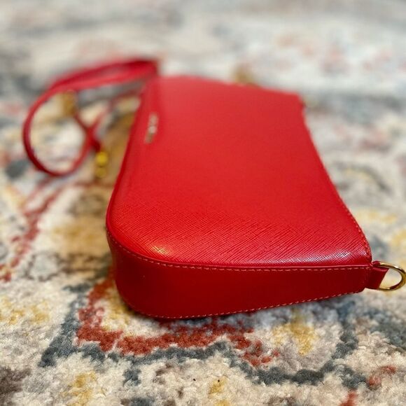 NEW Coccinelle Italian leather shoulder bag pochette Red w/ GHW - Picture 5 of 7